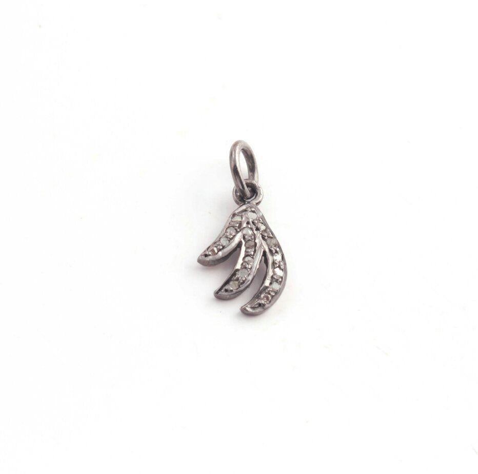 1 Pc Pave Diamond Fancy Shape Pendant 925 Sterling Silver Findings 15x9mm Charm For Sale 6