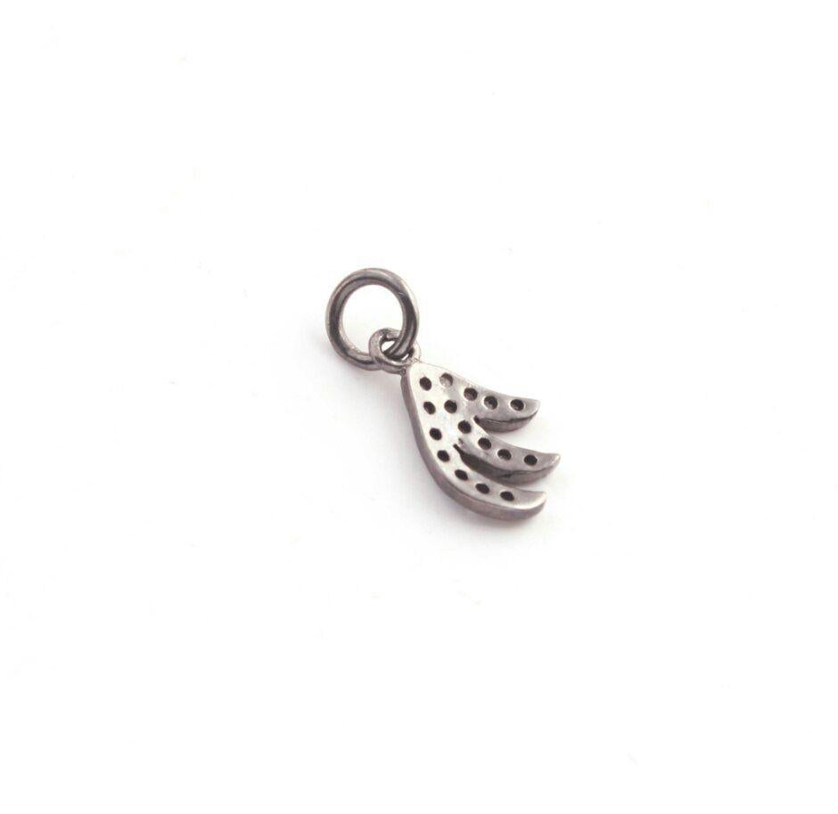 1 Pc Pave Diamond Fancy Shape Pendant 925 Sterling Silver Findings 15x9mm Charm In New Condition For Sale In Chicago, IL
