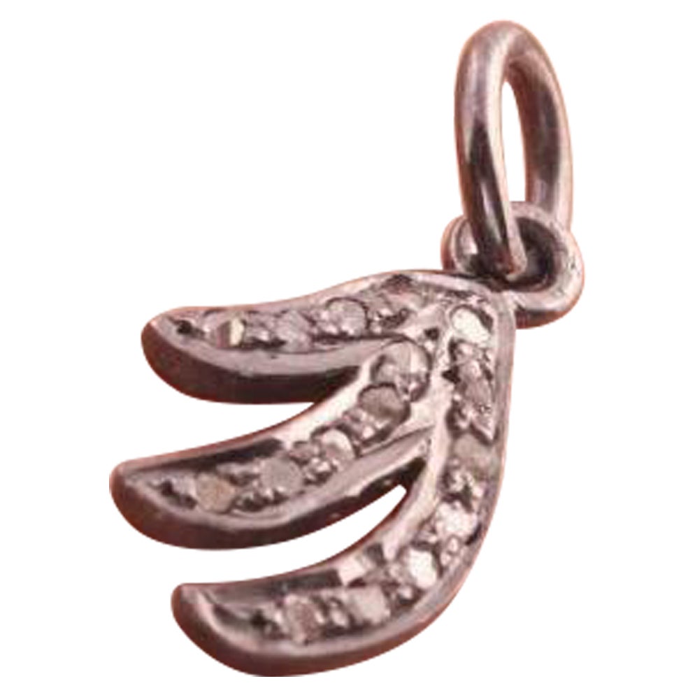 1 Pc Pave Diamond Fancy Shape Pendant 925 Sterling Silver Findings 15x9mm Charm