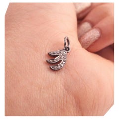 1 Pc Pave Diamond Fancy Shape Pendant 925 Sterling Silver Findings 15x9mm Charm