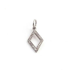 1 Pc Pave Diamond Handmade Rhombus Shape Charm Pendant 925 Silver Small Pendentif