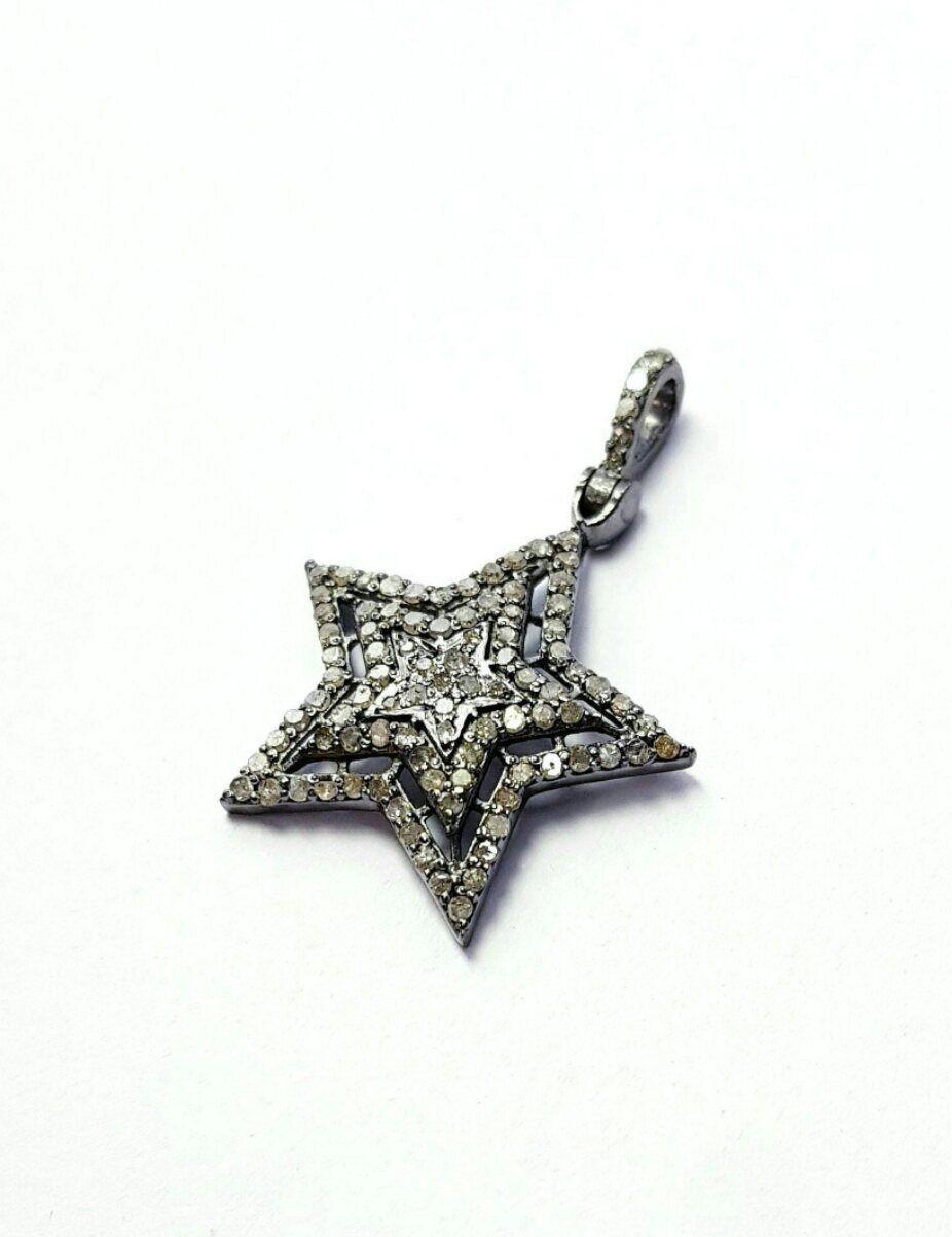 1 Pc Star Pendant Jewelry Findings 925 Sterling Silver Handmade Diamond Findings For Sale 4