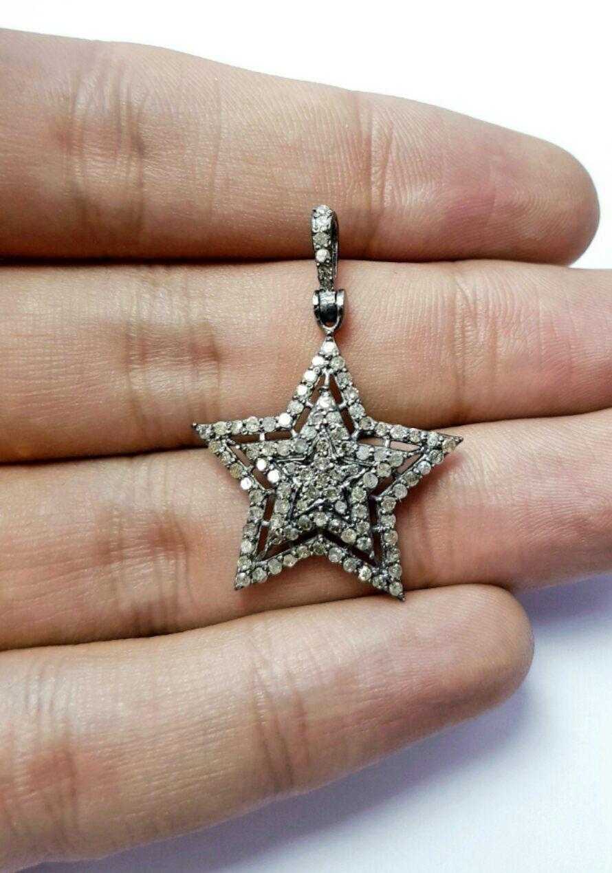 1 Pc Ciondolo a stella Gioielli Realizzazioni in argento Sterling 925 Realizzazioni in diamante fatte a mano in vendita 5