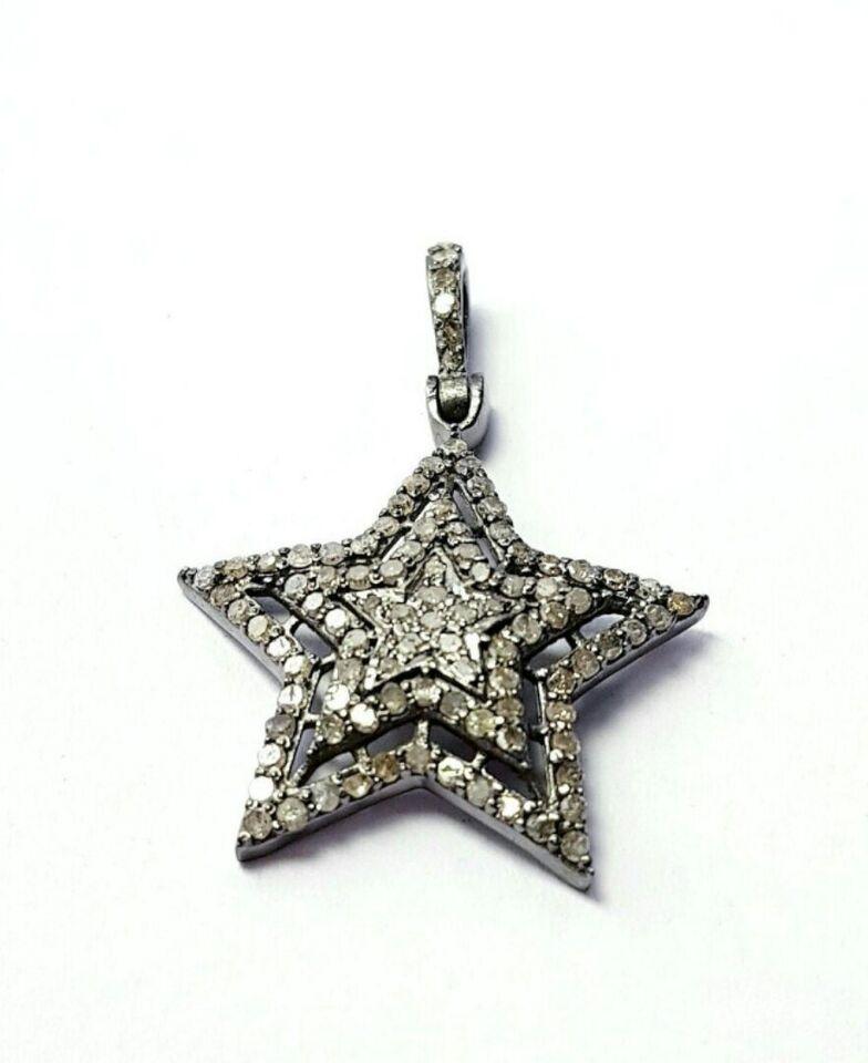 Women's or Men's 1 Pc Star Pendant Jewelry Findings 925 Sterling Silver Handmade Diamond Findings For Sale