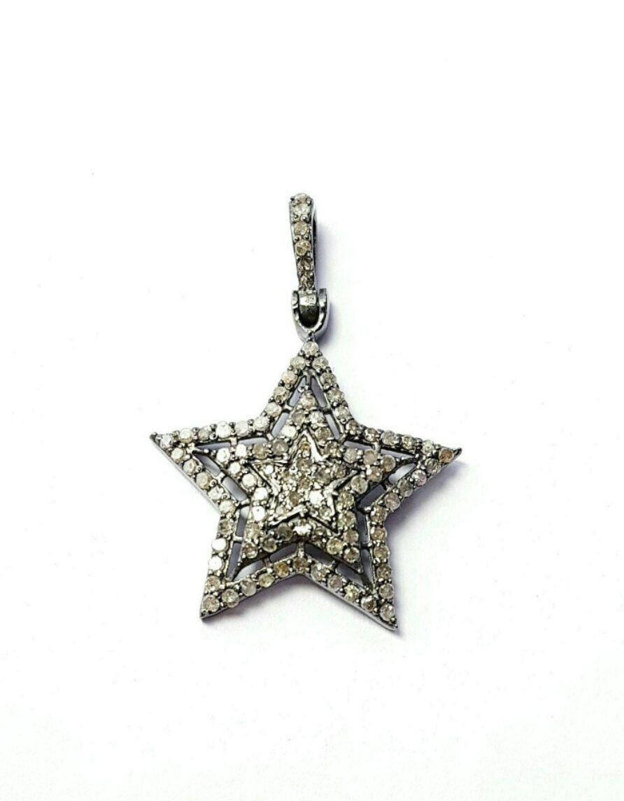 1 Pc Star Pendant Jewelry Findings 925 Sterling Silver Handmade Diamond Findings For Sale 1