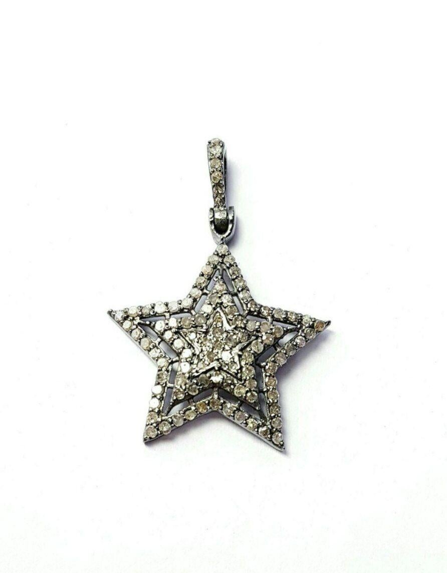 1 Pc Ciondolo a stella Gioielli Realizzazioni in argento Sterling 925 Realizzazioni in diamante fatte a mano in vendita 1