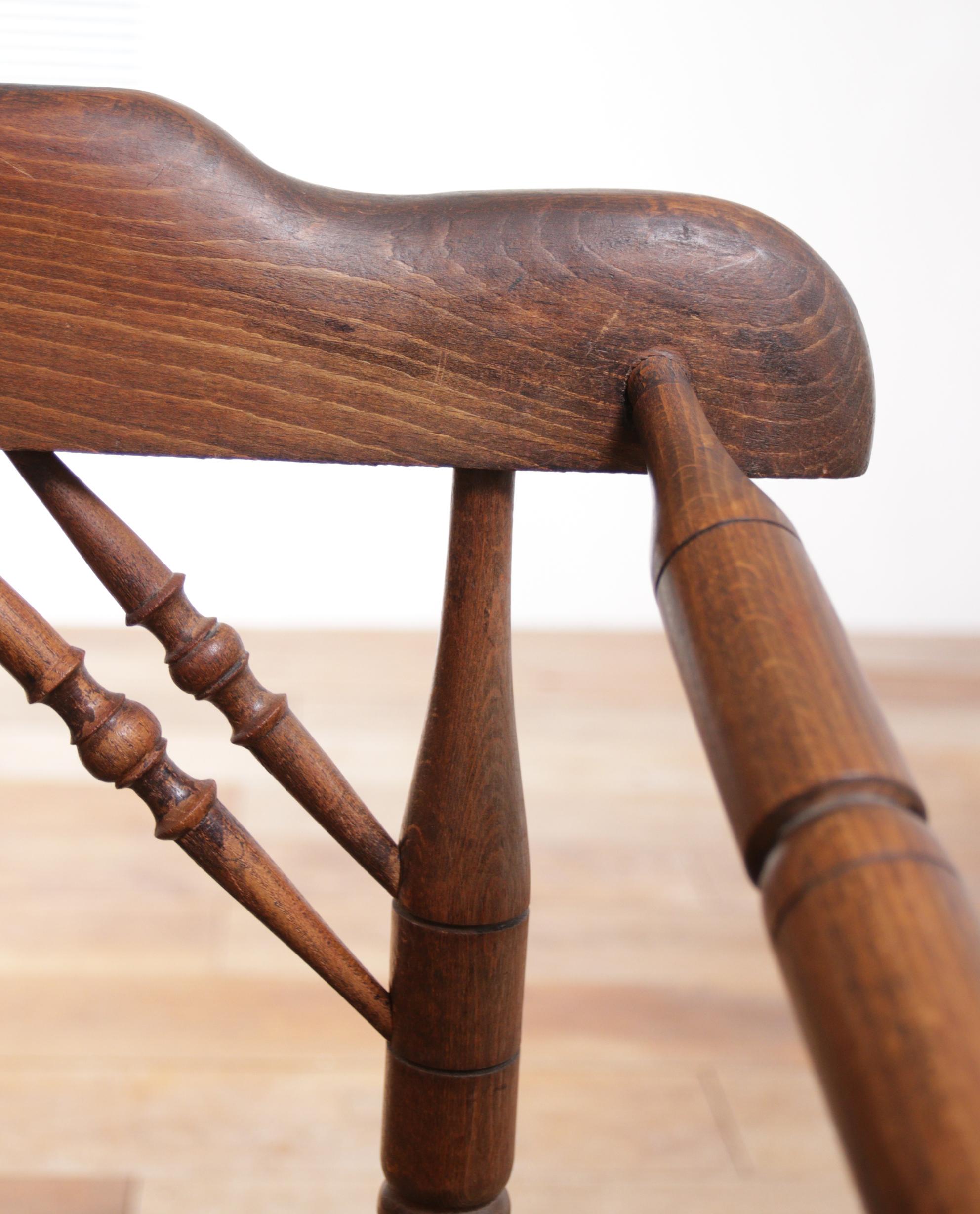 Mid-Century Modern 1 Rare Antique Dutch Oak Rush Seat Armchair For Sale