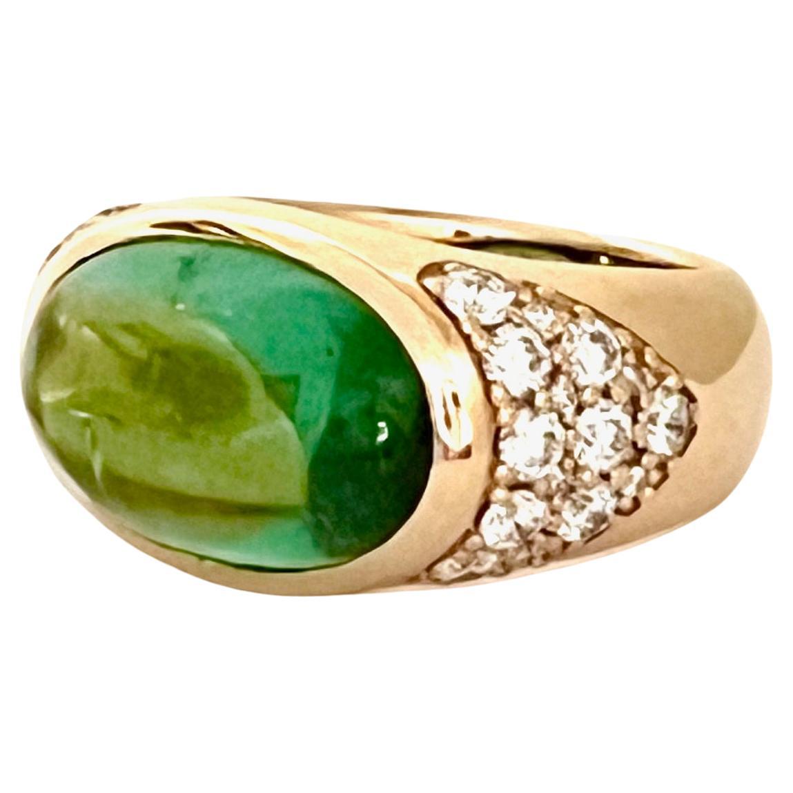 1 Ring in 750/Rosegold mit 1 Turmalin Cab. + Diamanten Pavé (Zeitgenössisch) im Angebot