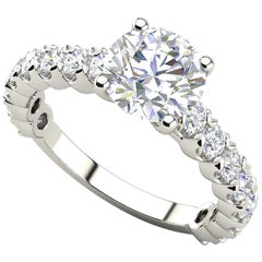 1 Round Cut Diamond GIA Certified Engagement Band 950 Platinum