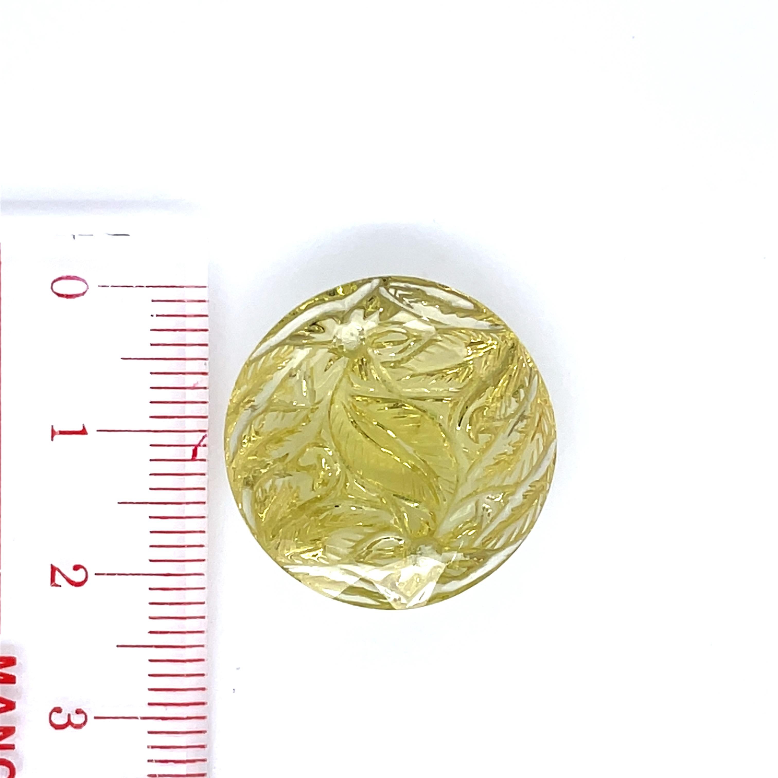 1 Quarzo limone rotondo da intaglio Cts 25,43 in vendita 4