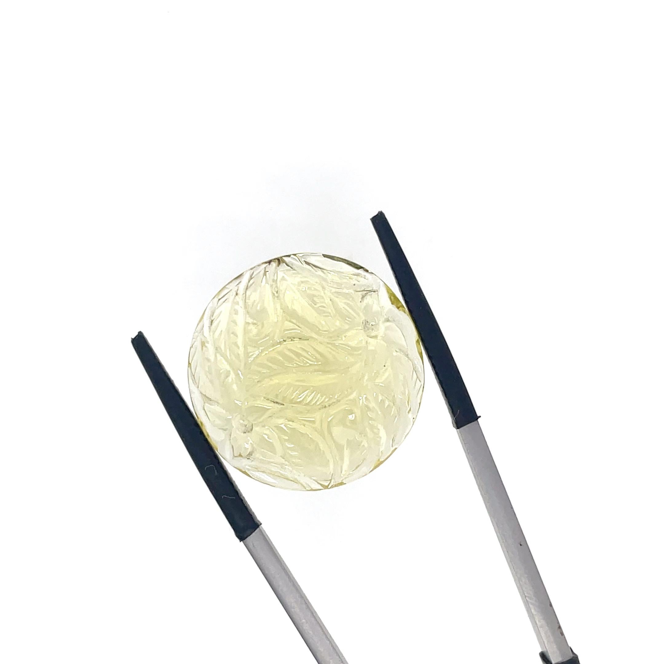 1 Quarzo limone rotondo da intaglio Cts 25,43 in vendita 5