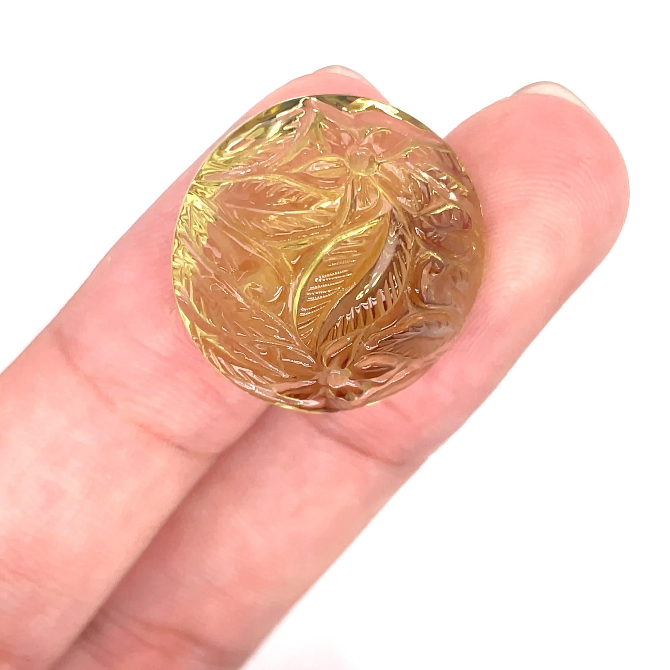 1 Quarzo limone rotondo da intaglio Cts 25,43 in vendita 1