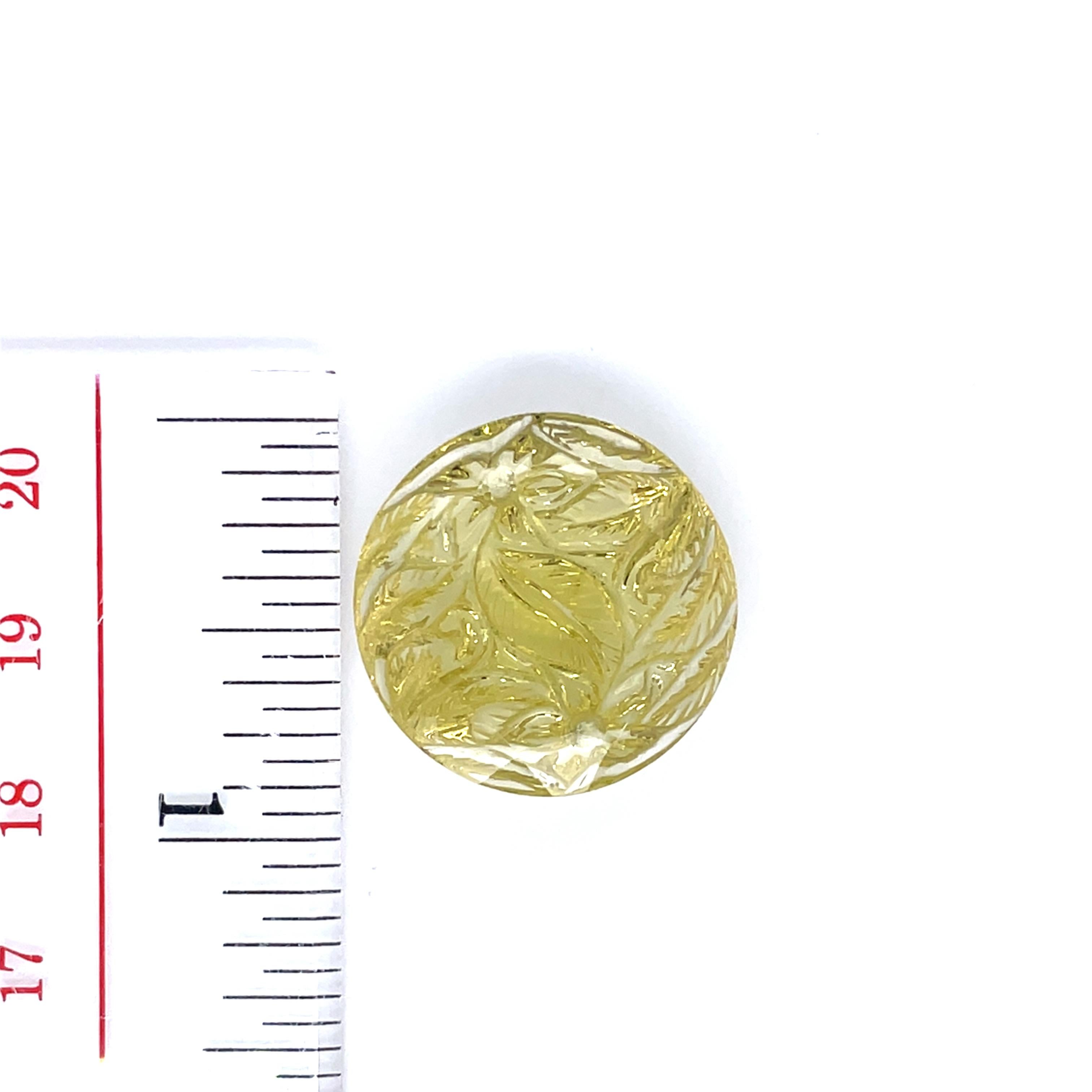 1 Quarzo limone rotondo da intaglio Cts 25,43 in vendita 3