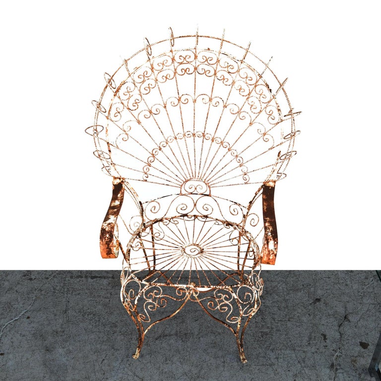 20th Century 1 Salterini Peacock Wrought Iron Arm Chair For Sale
