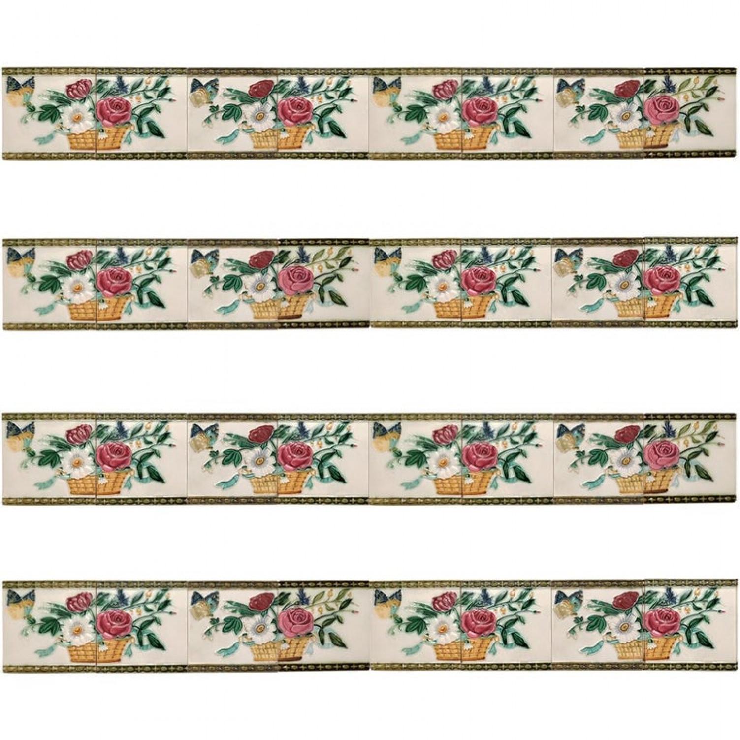 1 Satz '2 Kacheln' aus den 17 Sätzen Jugendstil-Reliefkacheln, Morialmé, 1900 (Belgisch) im Angebot