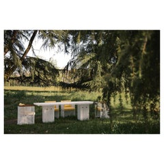 1 JUEGO Conservatorio Mesa grande y 6 sillas (Buttercup) Acero inoxidable PC Blanco