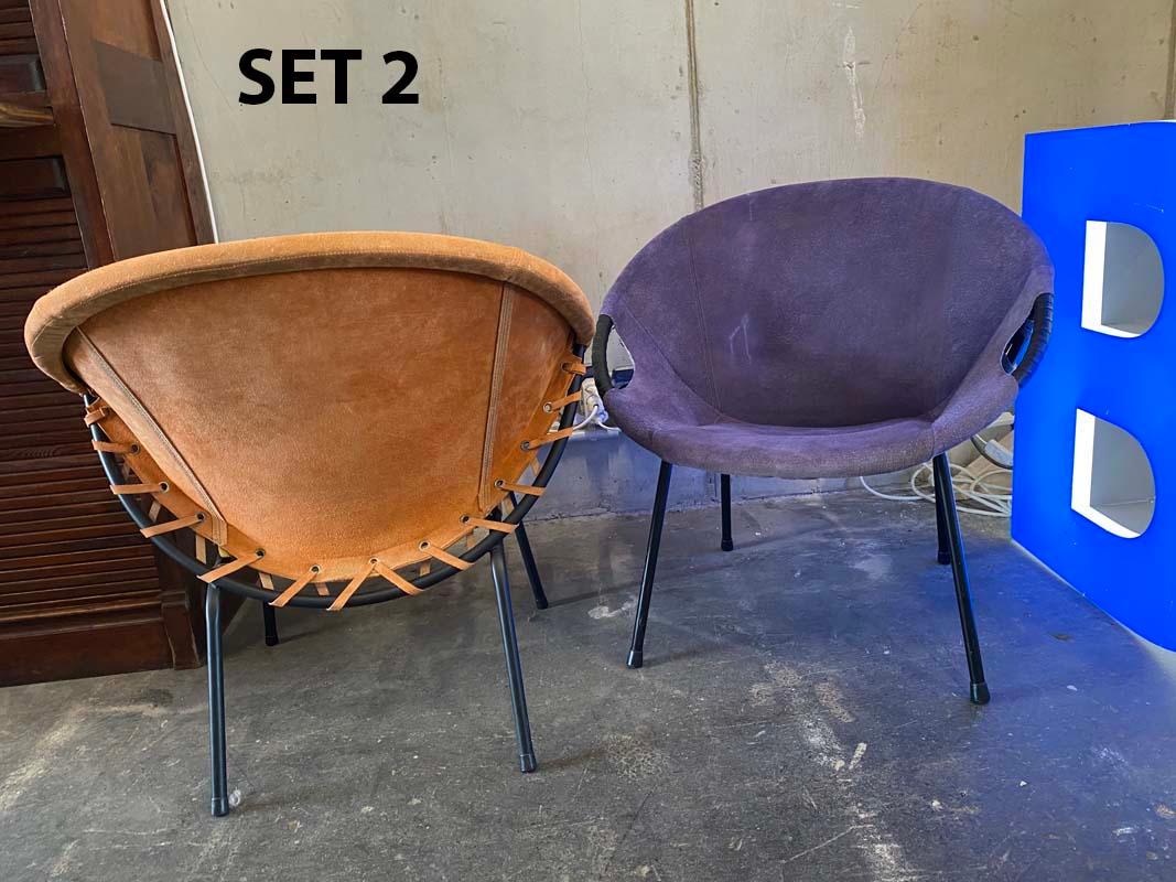 1 Set Purple an Orange Balloon Chairs from Lusch & Co., Germany, 1960s In Fair Condition For Sale In Hamburg, DE