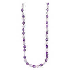 Goshwara 1-Strand Amethyst and Lavender Moon Quartz Tumbled Beads Necklace