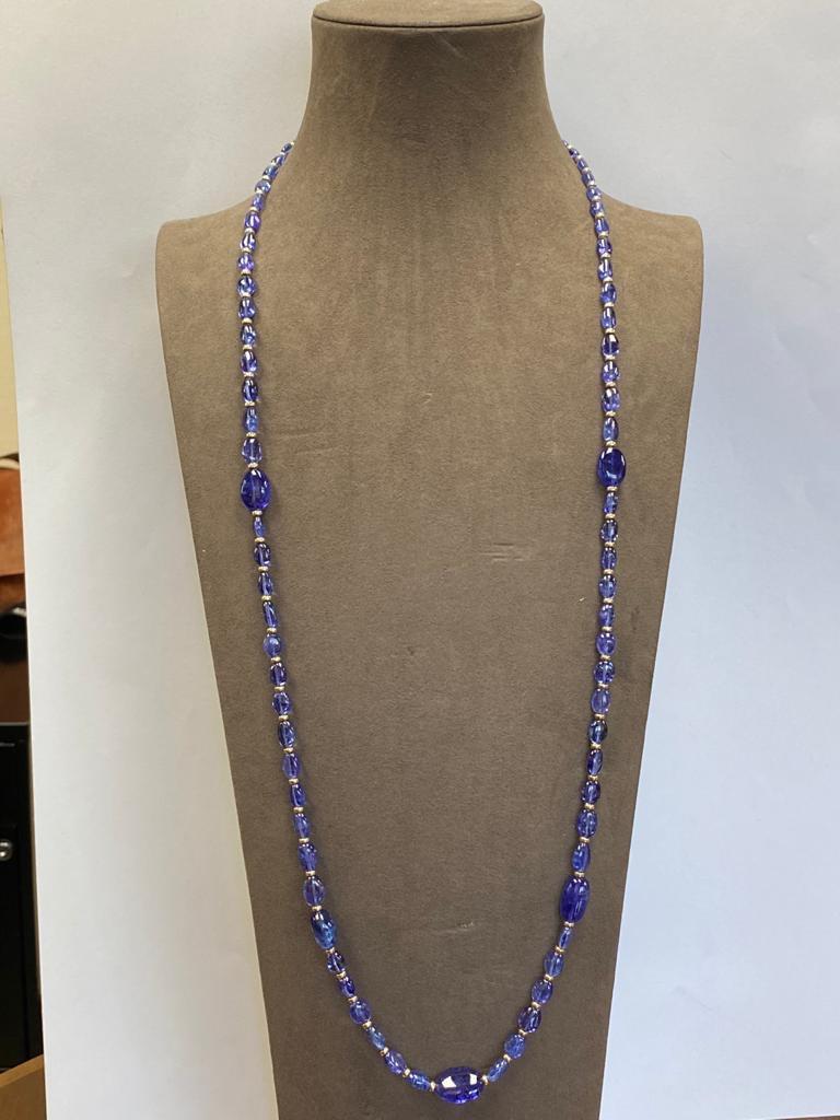 Goshwara Tanzanite Tumbled Bead Necklace 1