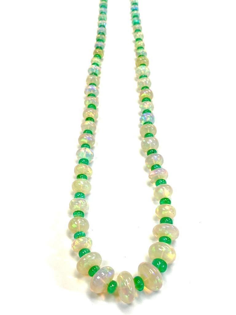 Contemporary Goshwara Opal and Emerald Beads Necklace