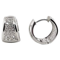 1 TCW Diamond Huggie Hoop Earrings in 18k White Gold