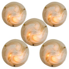 Vintage 1 the 10 Brass Massive Murano Glass Wall Lights or Flush Mounts, 2 Sizes