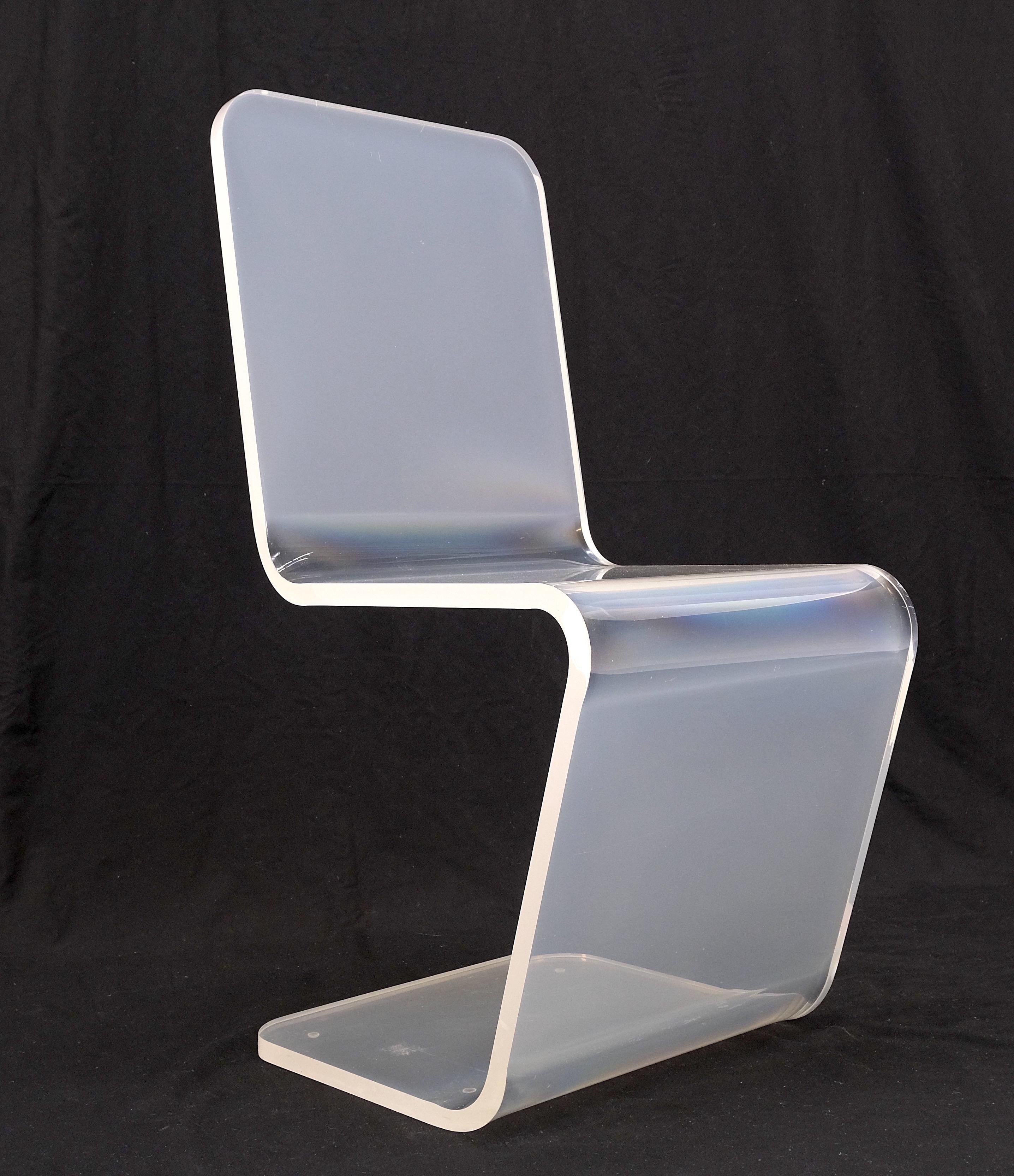 Bent Thick Heavy Lucite Side Z Dining Side Chair Mid-Century Modern  For Sale 6