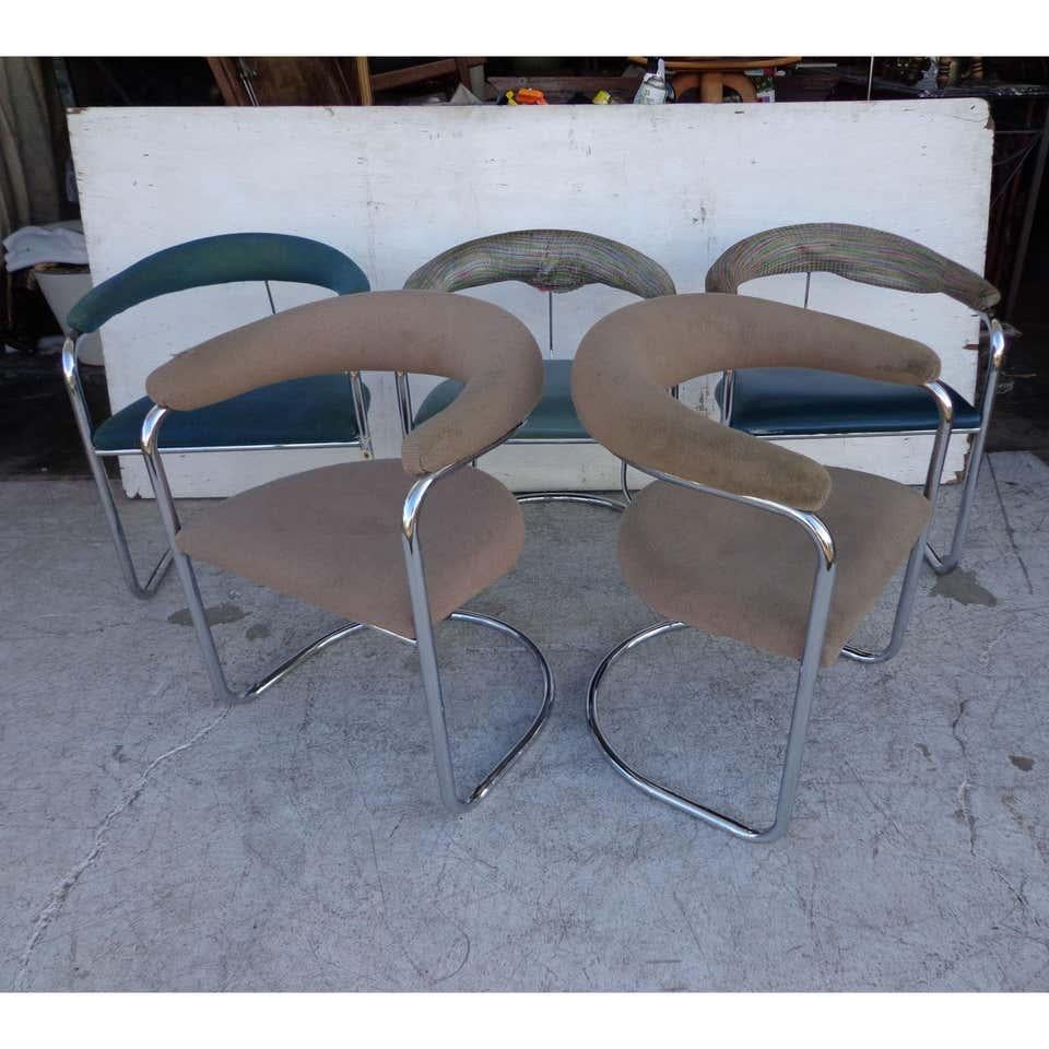 '1' Thonet Anton Lorenz Cantilevered Chrome Armchair In Good Condition For Sale In Pasadena, TX