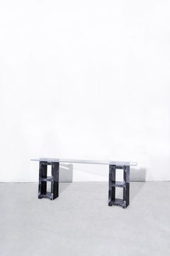 Estantería de bloques de hormigón de 1 nivel, negra