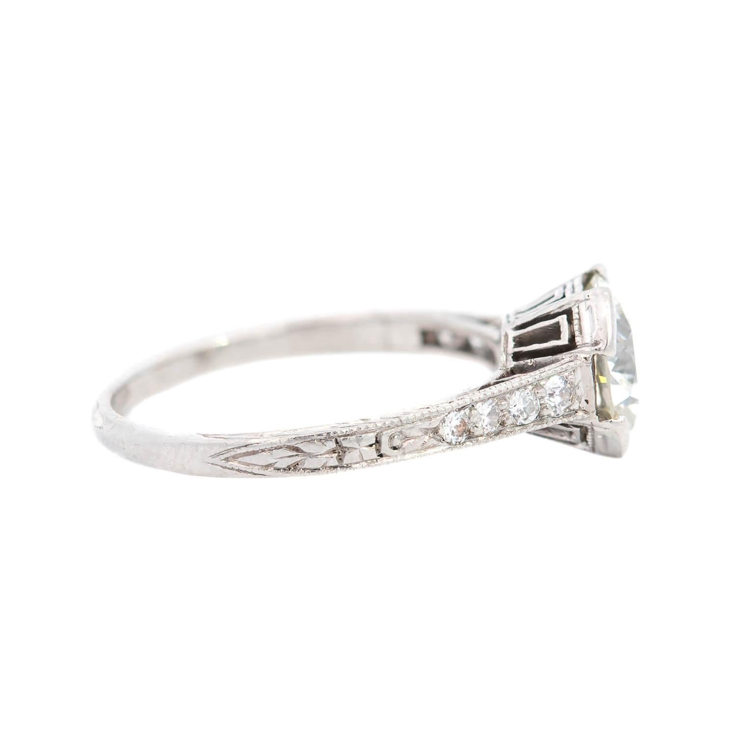 Old European Cut 1 TIFFANY & CO. Art Deco Platinum Diamond Engagement Ring 1.25ct For Sale