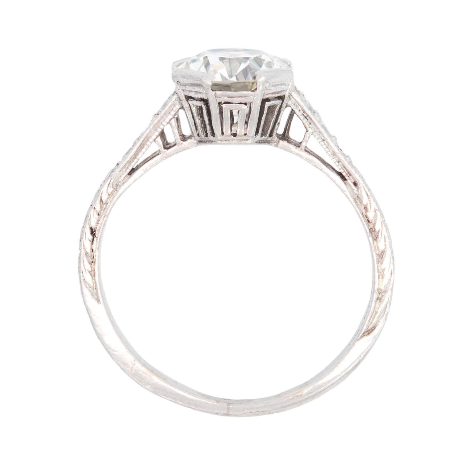 1 TIFFANY & CO. Art Deco Platinum Diamond Engagement Ring 1.25ct In Good Condition For Sale In Narberth, PA