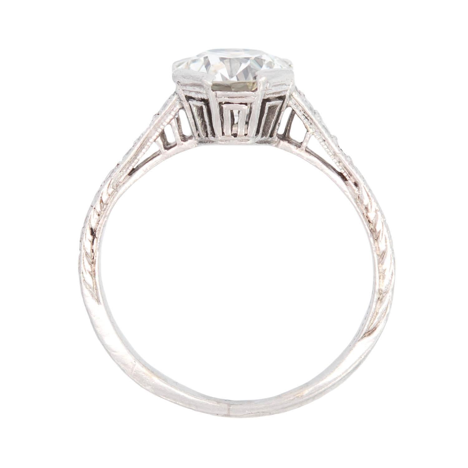 TIFFANY & CO. Art Deco Platinum Diamond Engagement Ring 1.25ct In Good Condition In Narberth, PA