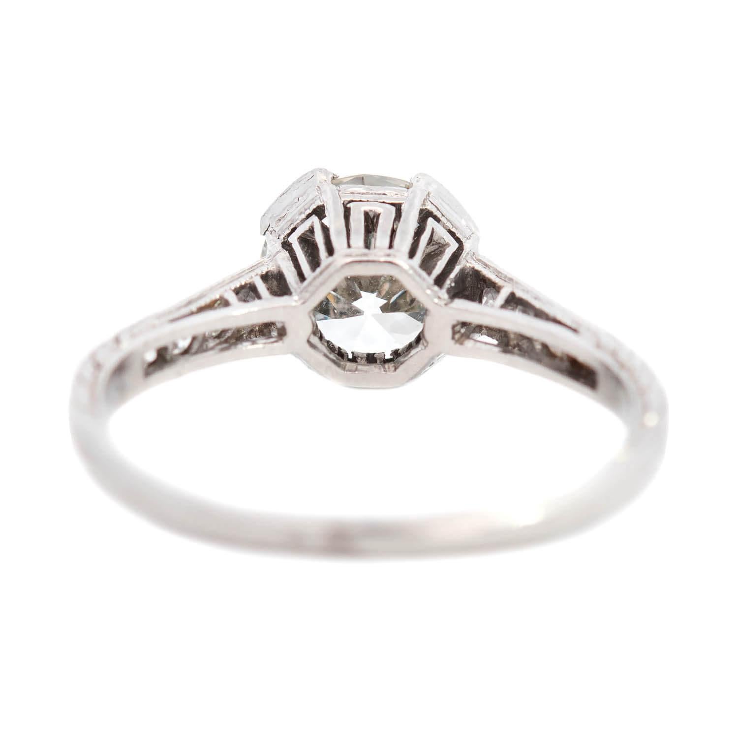 Women's 1 TIFFANY & CO. Art Deco Platinum Diamond Engagement Ring 1.25ct For Sale
