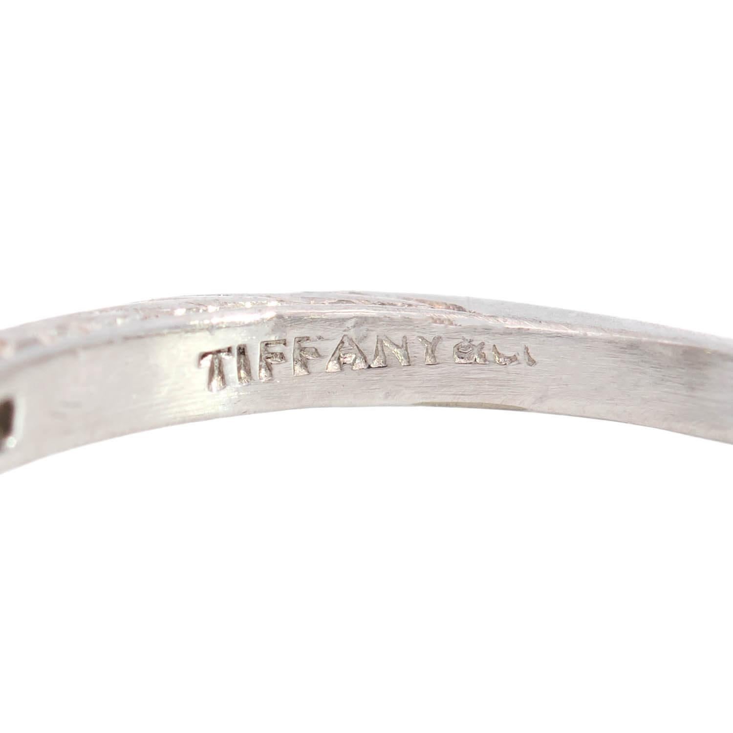 1 TIFFANY & CO. Art Deco Platinum Diamond Engagement Ring 1.25ct For Sale 1