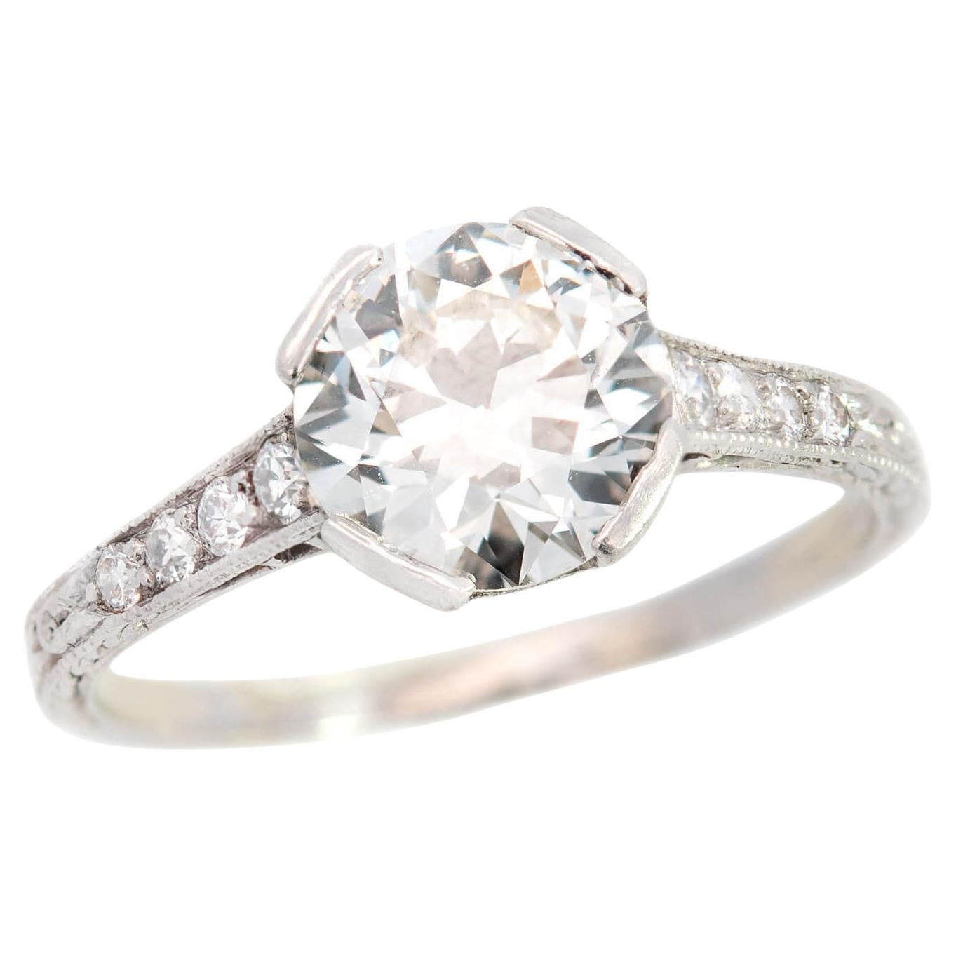 1 TIFFANY & CO. Art Deco Platinum Diamond Engagement Ring 1.25ct For Sale