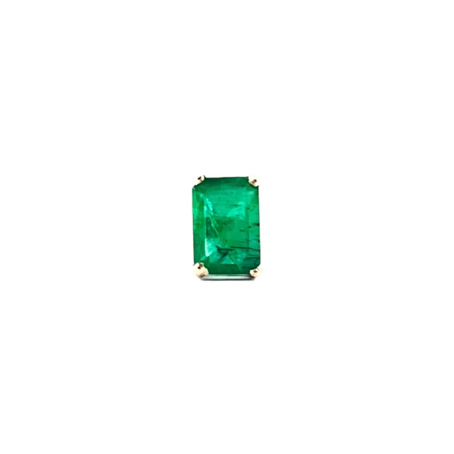 Modern 1 to 1.05 Ct Emerald Gemstone Stud Earrings - 14K White Gold For Sale