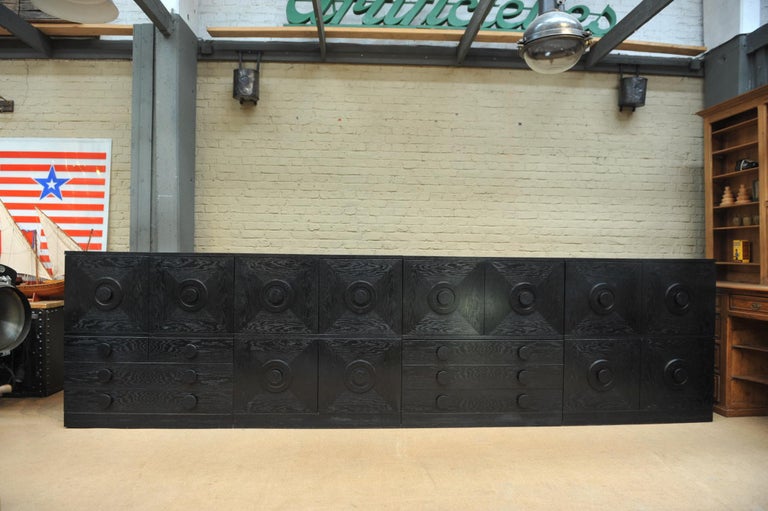 1 to 4 Brutalist Black Ebonized Oak Cabinets and Bar ...