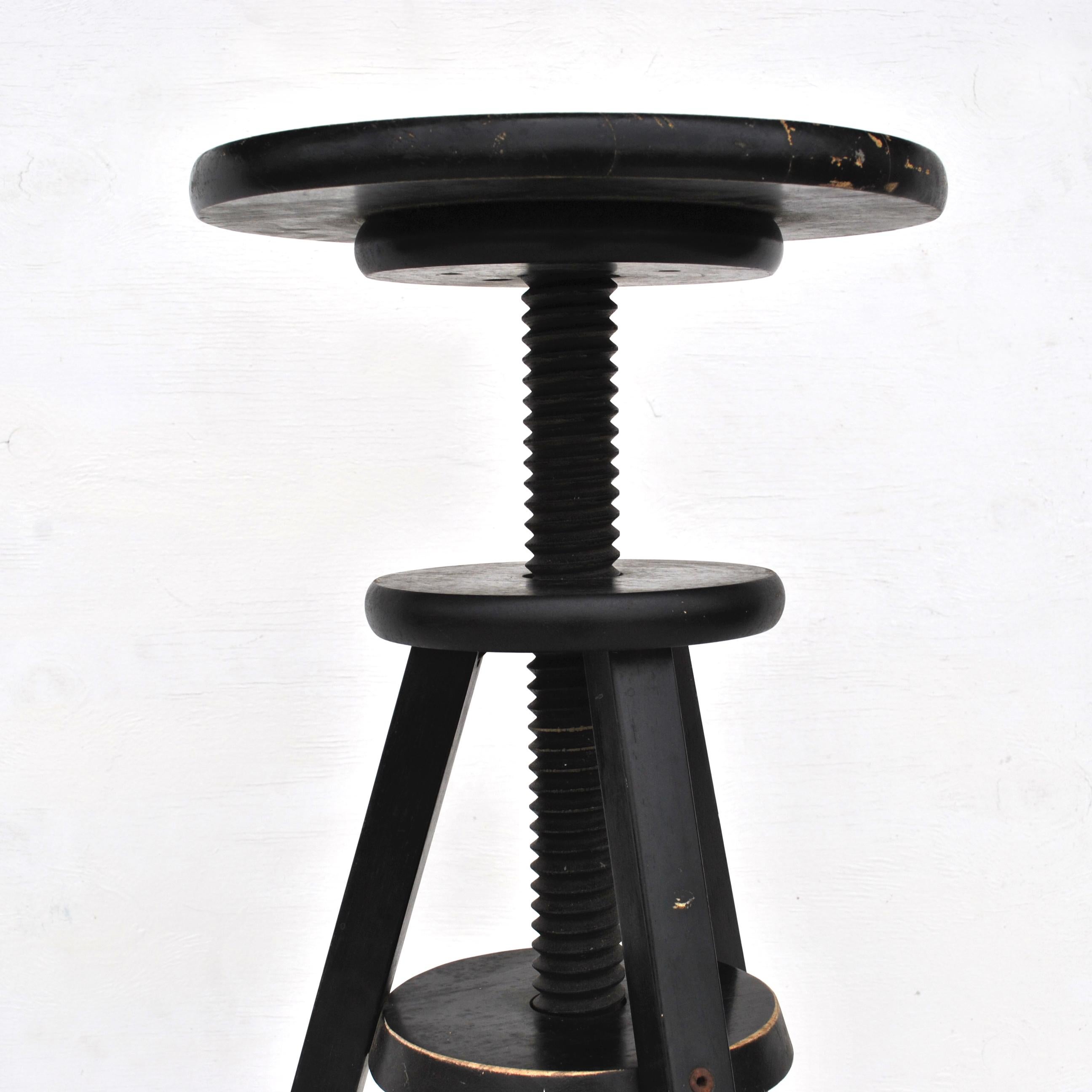 Ebonized '1' Vintage Industrial Adjustable Bar Stool