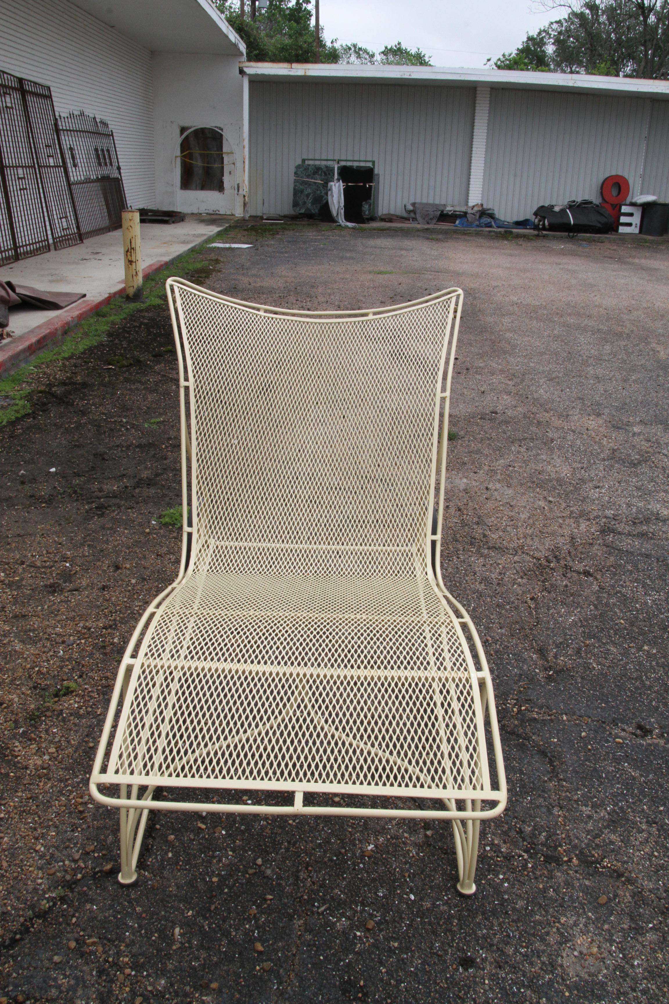Wrought Iron 1 Vintage Russell Woodard Patio Chaise  For Sale