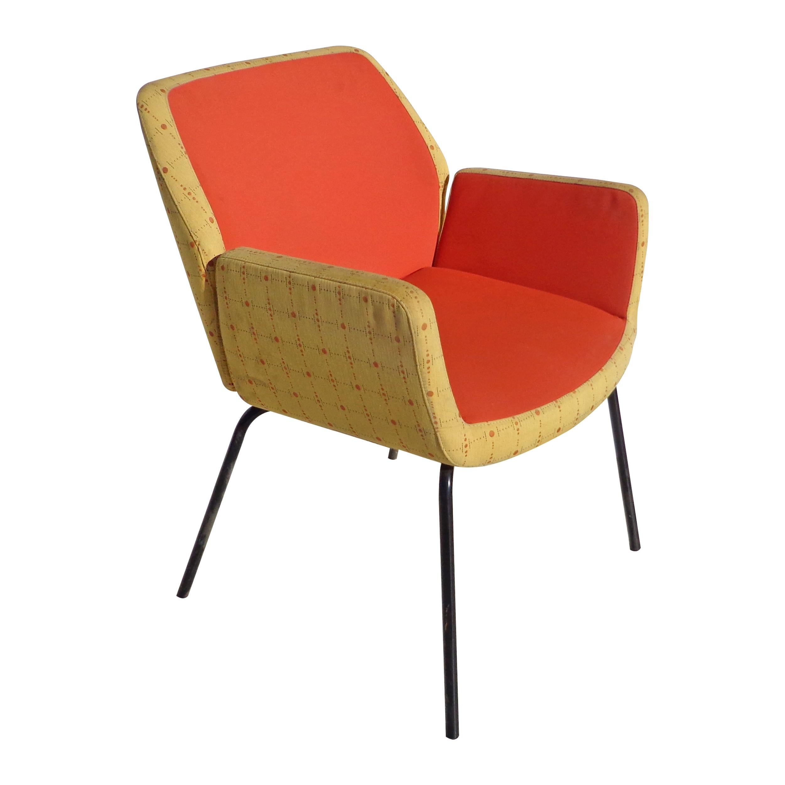 Bindu chair designed by award-winning designer Brian Kane for Coalesse. A modern chair which combines comfort and performance with clean lines and Minimalist design. Upholstered in the original mid mod 2 tone upholstery with powder coated