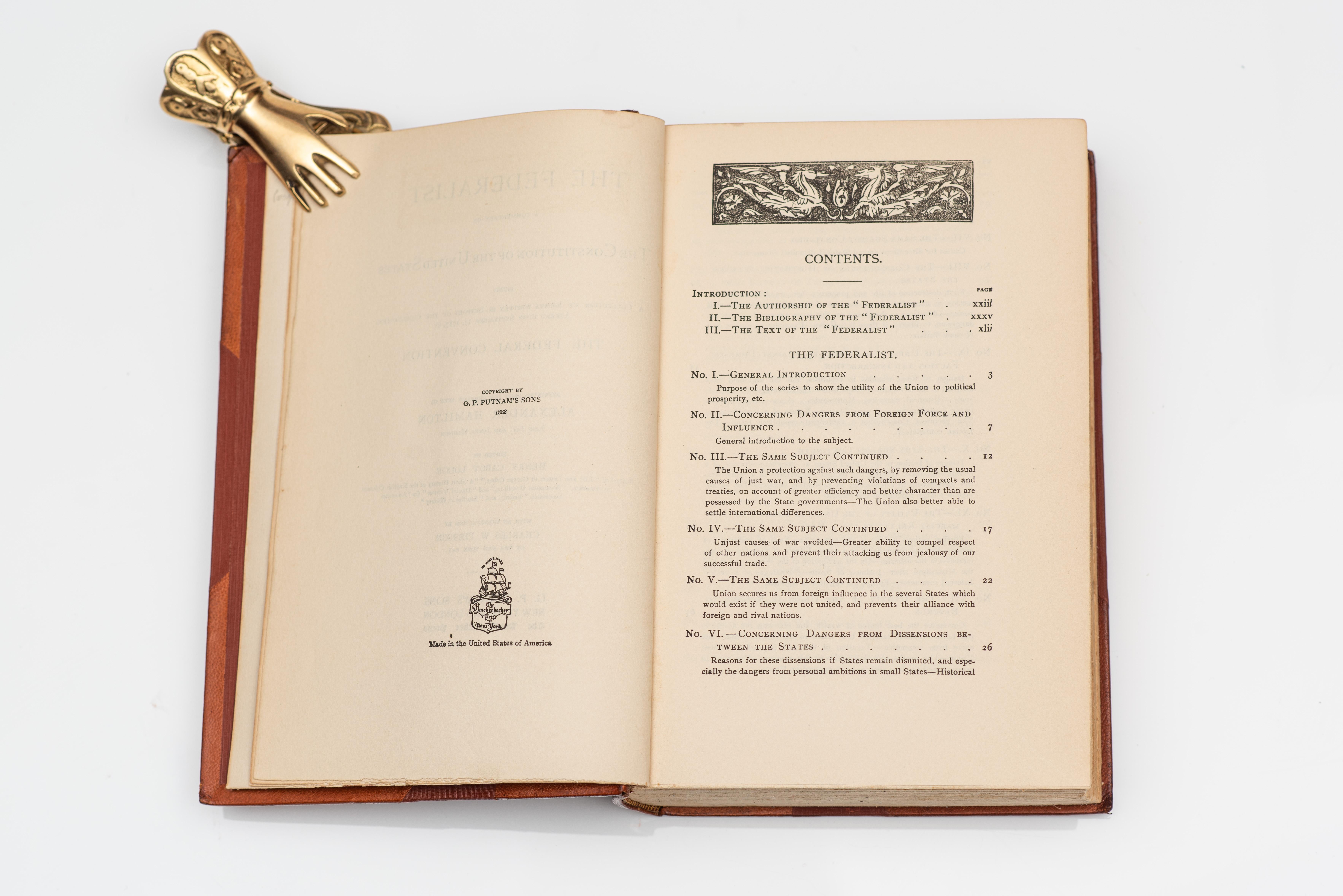 1 Volume. Alexander Hamilton, John Jay & James Madison. The Federalist. In Good Condition In New York, NY