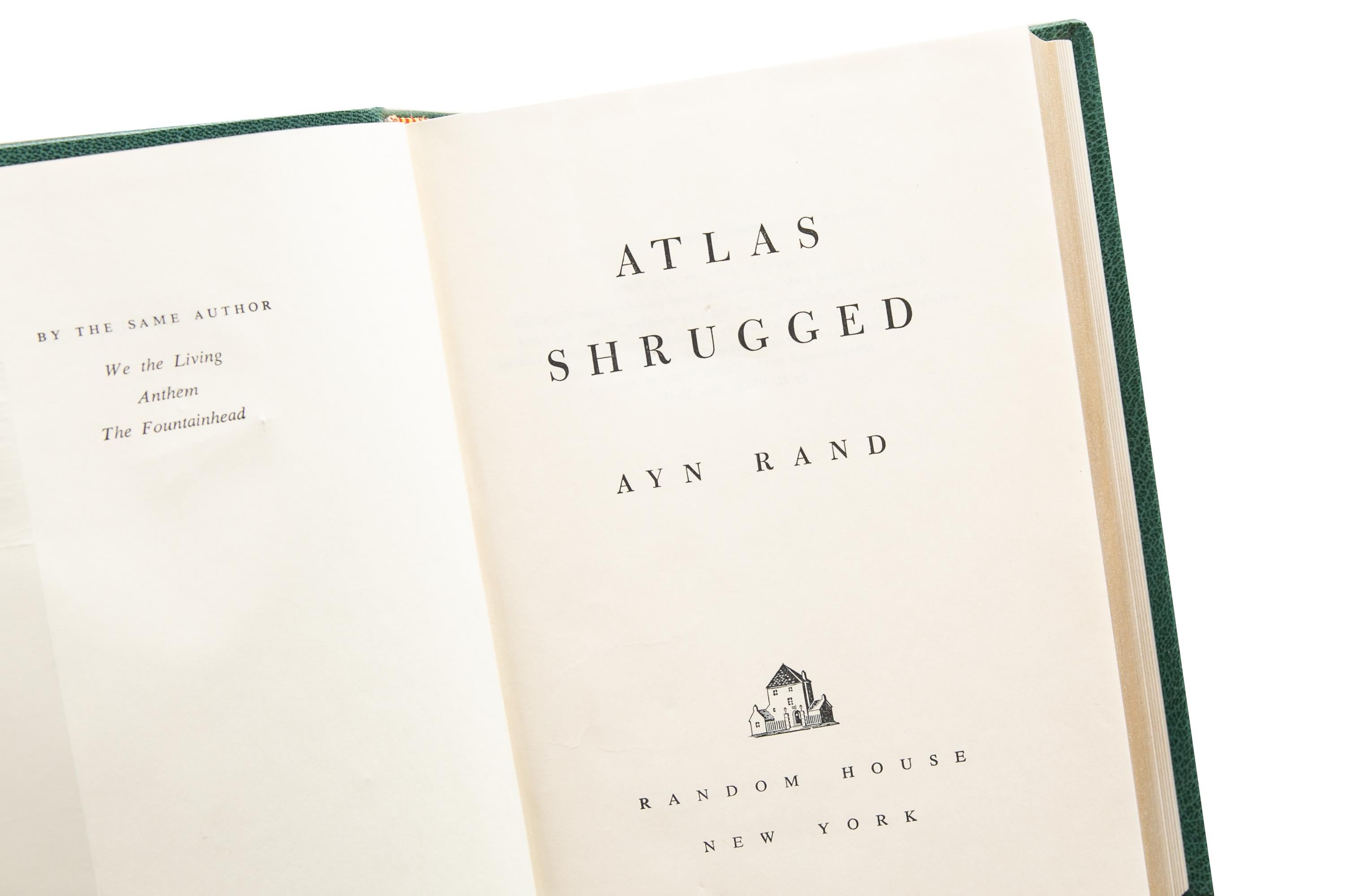 1 Volume. Ayn Rand, Atlas Shrugged. In Good Condition For Sale In New York, NY