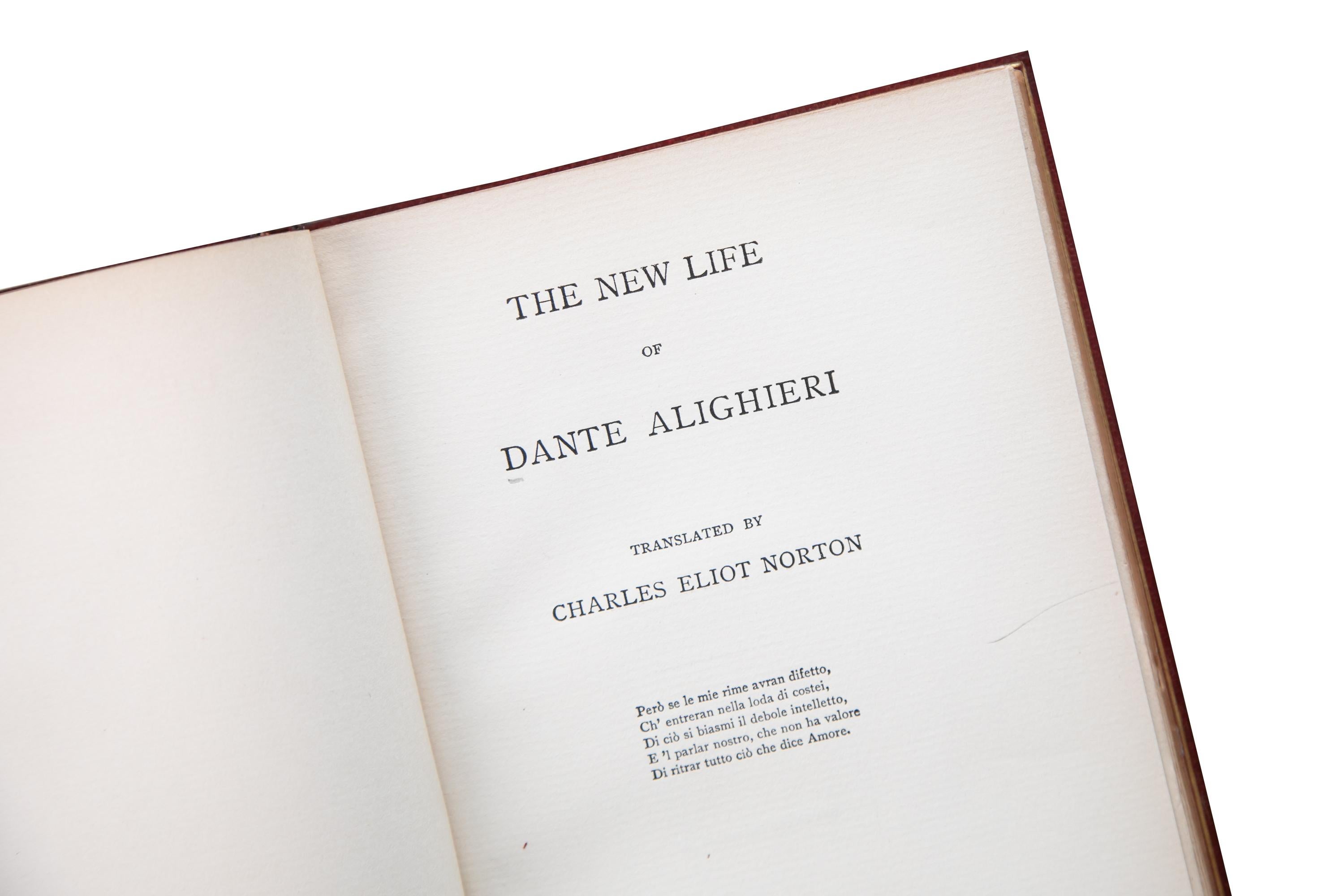 1 Volume. Charles Eliot Norton, The New Life of Dante Alighieri. Bon état - En vente à New York, NY