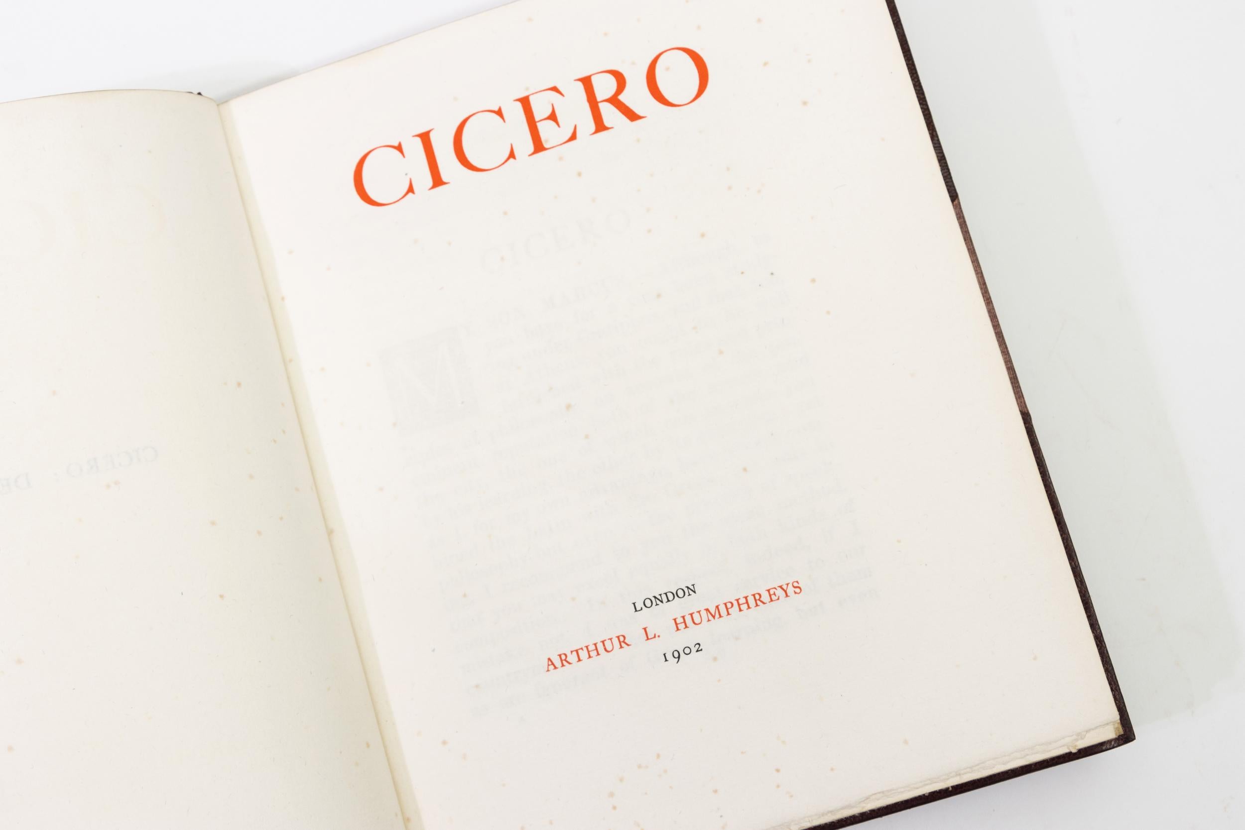 1 Volume, Cicero, De Officiis In Good Condition For Sale In New York, NY