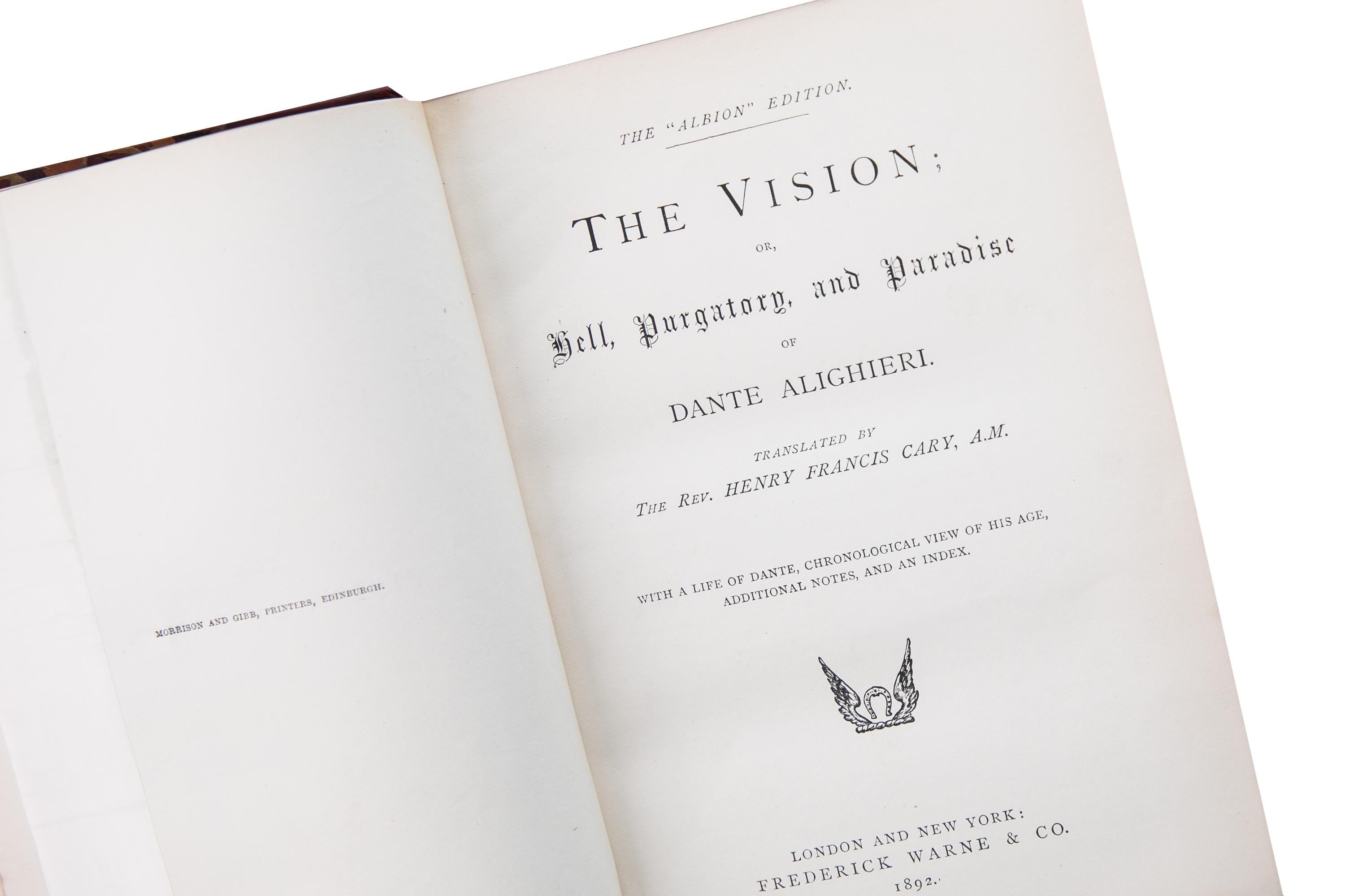 1 Volume. Dante Alighieri, The Vision. In Good Condition For Sale In New York, NY