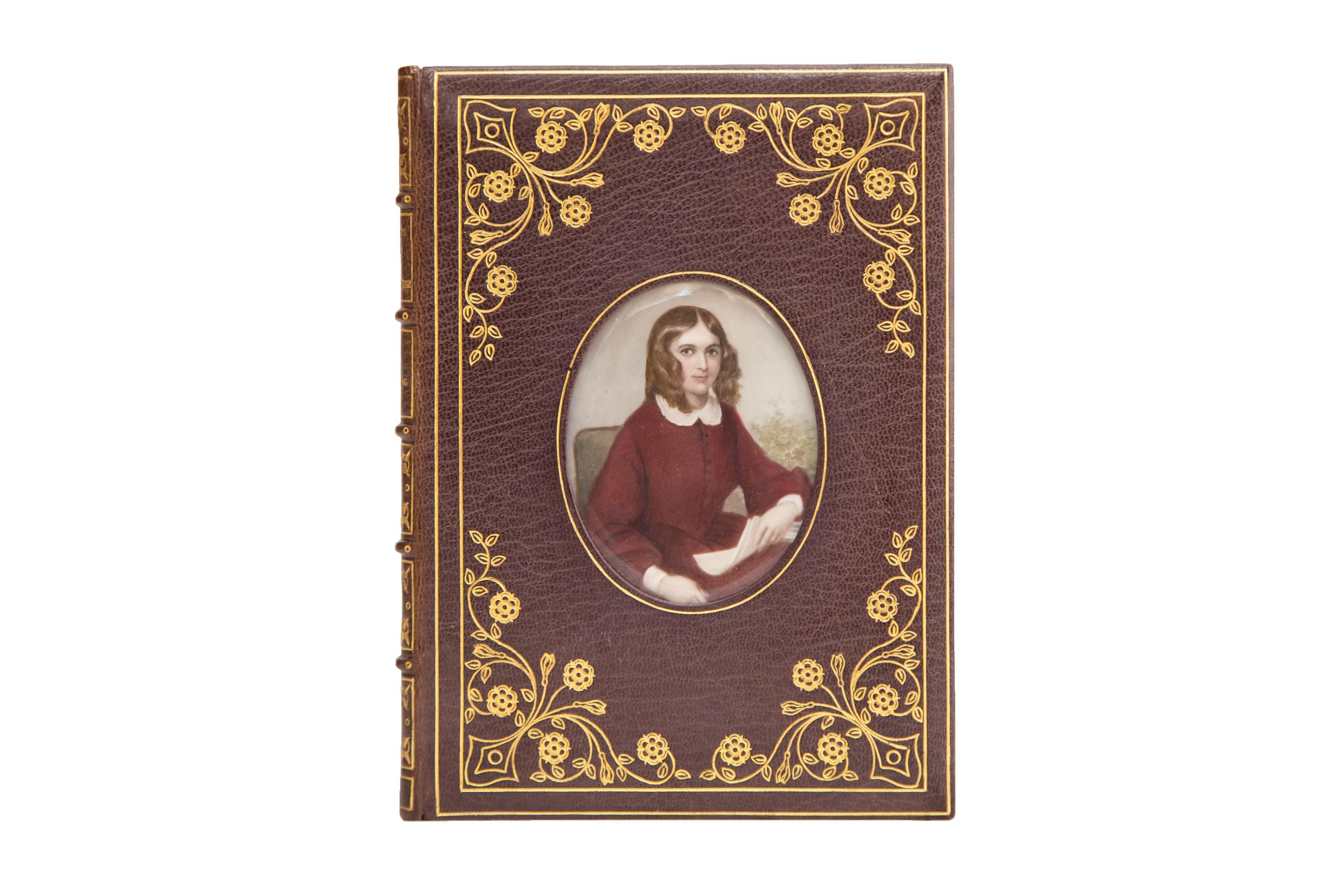 1 Volume. Elizabeth Barrett Browning, Sonnets from the Portuguese. A lovely Cosway-style binding by Bayntun in full purple morocco with the upper cover set with a hand-painted portrait of Browning under glass, bordered in gilt. Both the front and