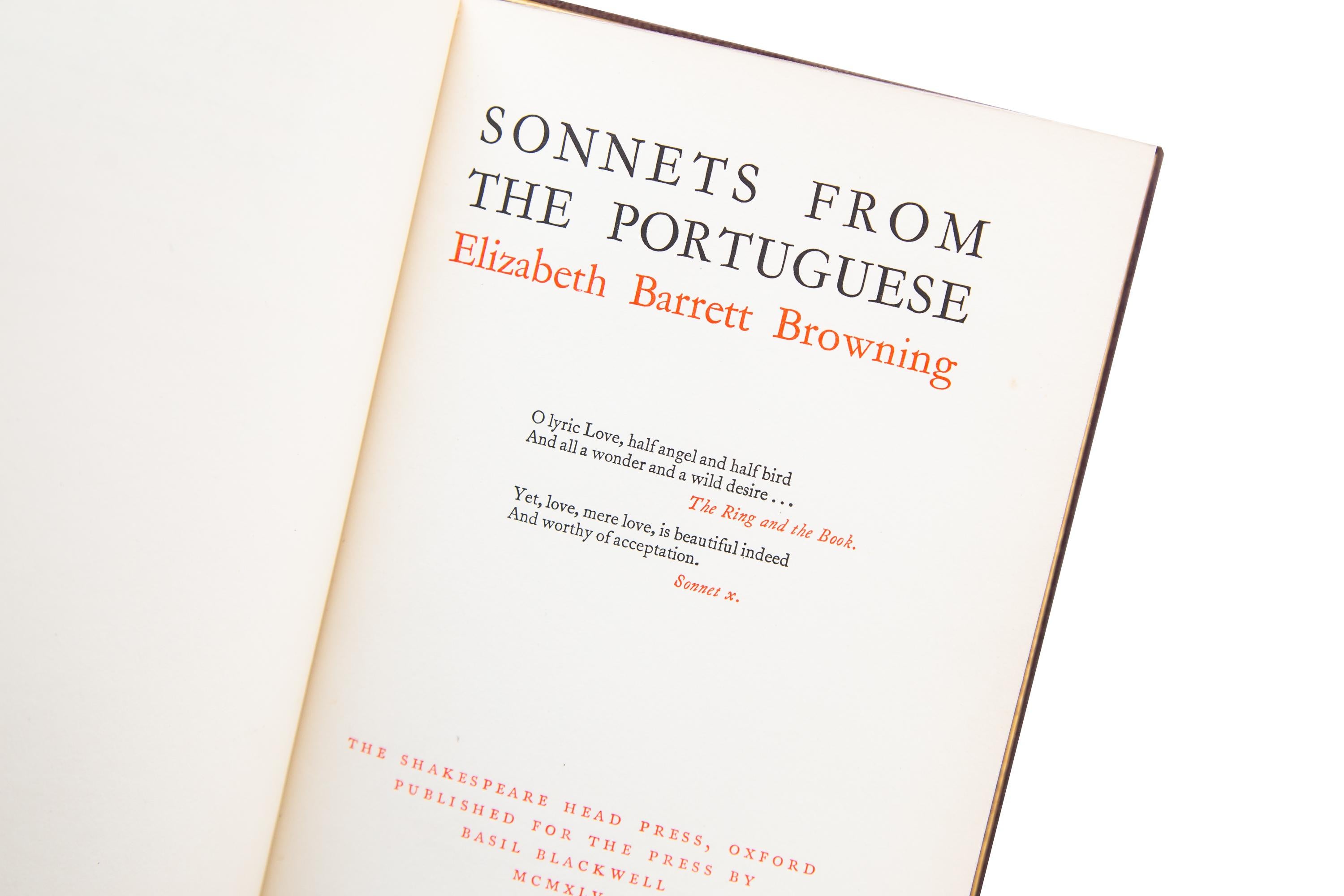 Anglais 1 Volume, Elizabeth Barrett Brown, Sonnets du Portugais en vente