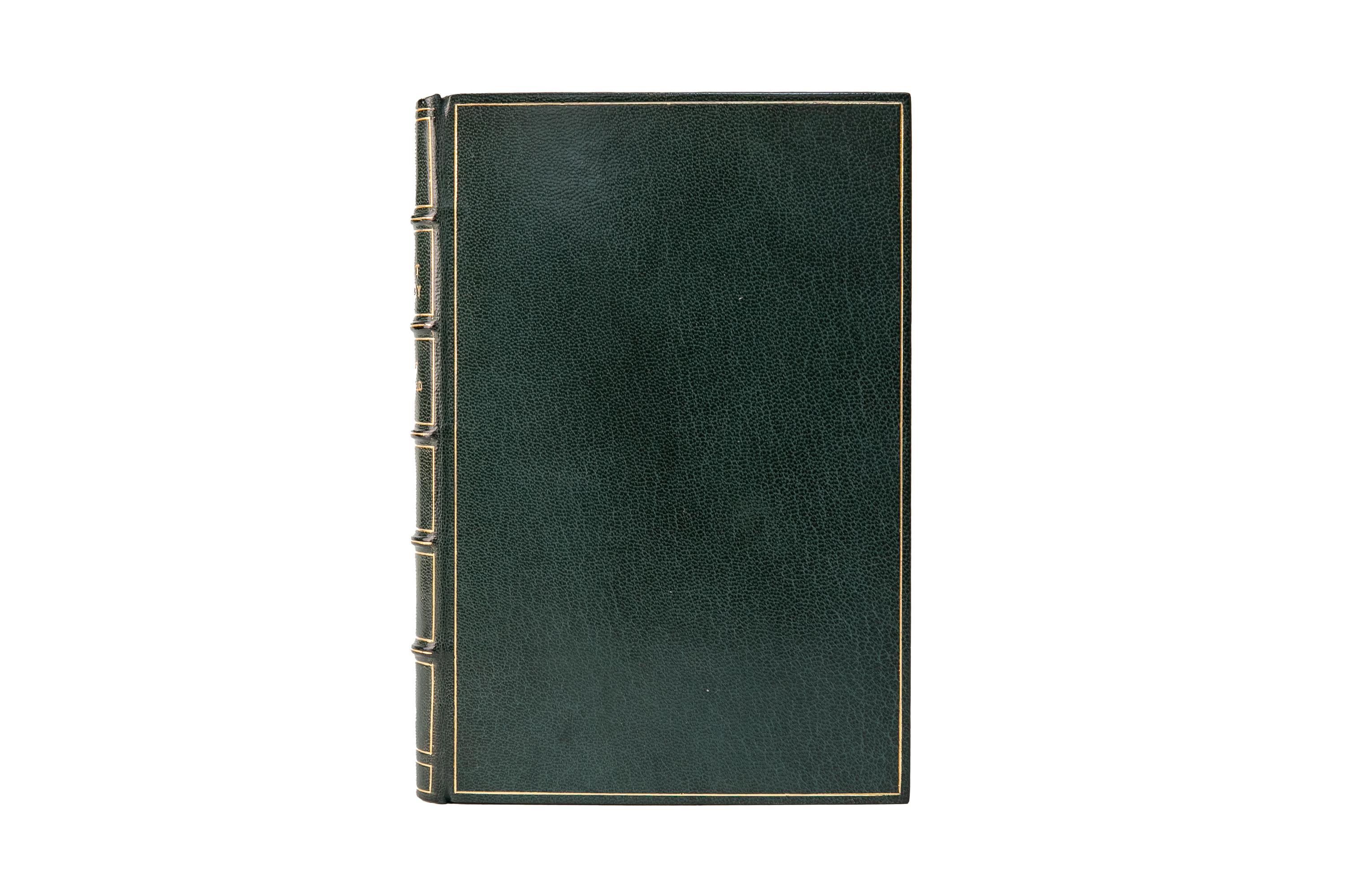1 Volume. F. Scott Fitzgerald, The Great Gatsby. First Edition. Bound by Bayntun Riviere in full green morocco with gilt-tooled detailing on the covers and raised band spine. All edges are gilt with gilt-tooled dentelles and marbled endpapers.