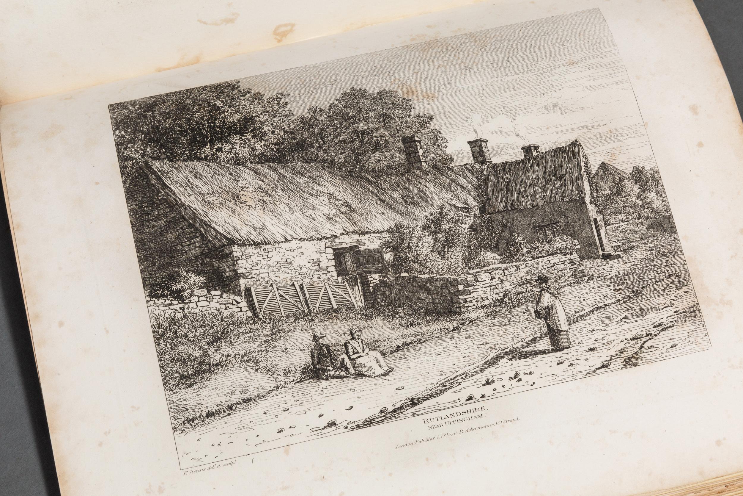 1 Volume. Francis Stevens. Domestic Architecture. A series of cottages and farm houses in england and wales, built chiefly during the dynasty of the House of Stuart. From Drawings By S. Prout; R. C. Burney; A. Pugin; C. Varley; J. J. Chalon; W. Dela