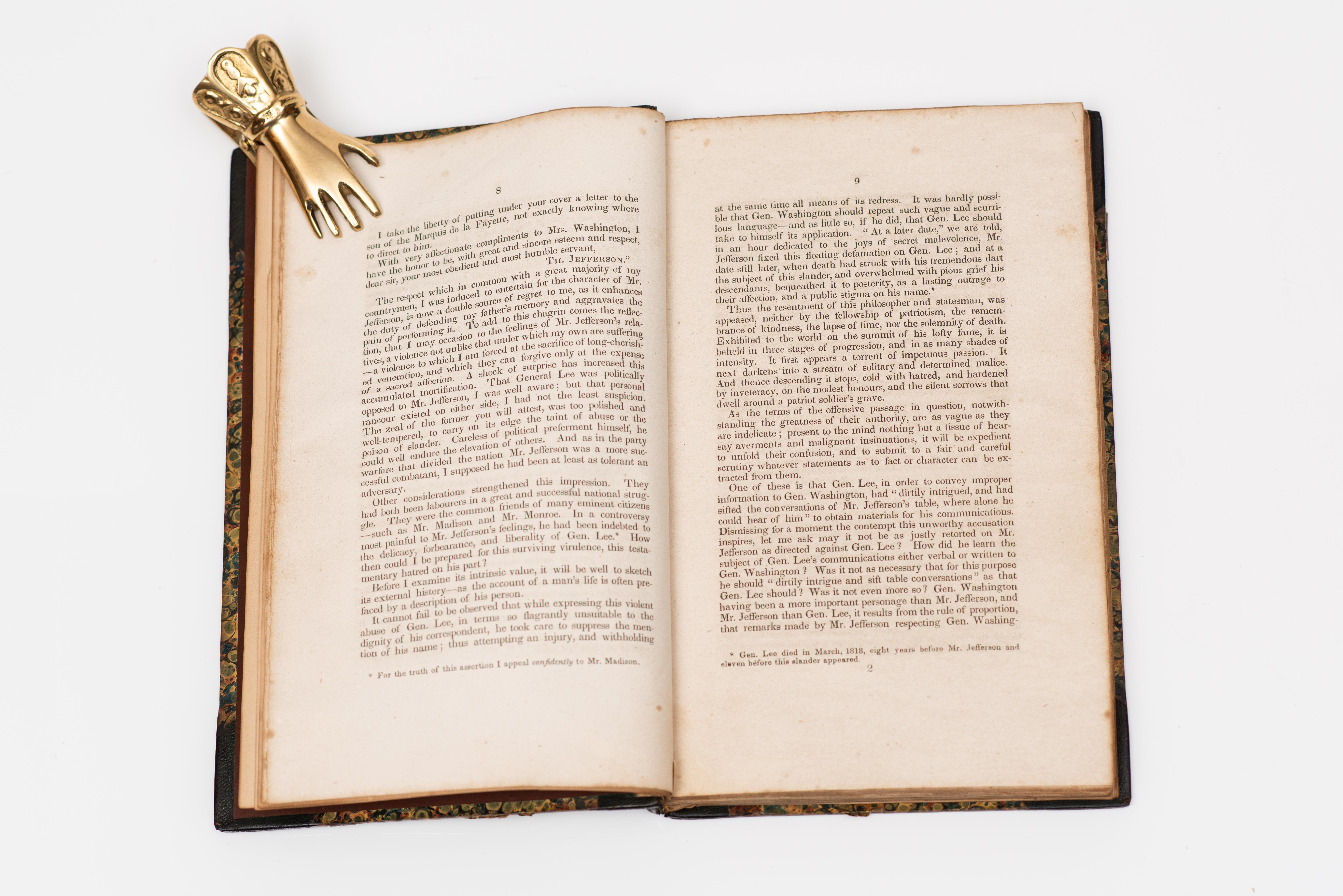 XIXe siècle 1 Volume. Le général Henry Lee. observations sur les écrits de Thomas Jefferson en vente